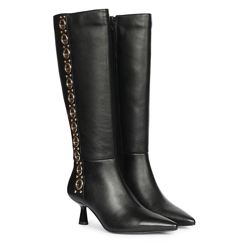 Saint G Womens Black Leather Long Boots (EURO 36)