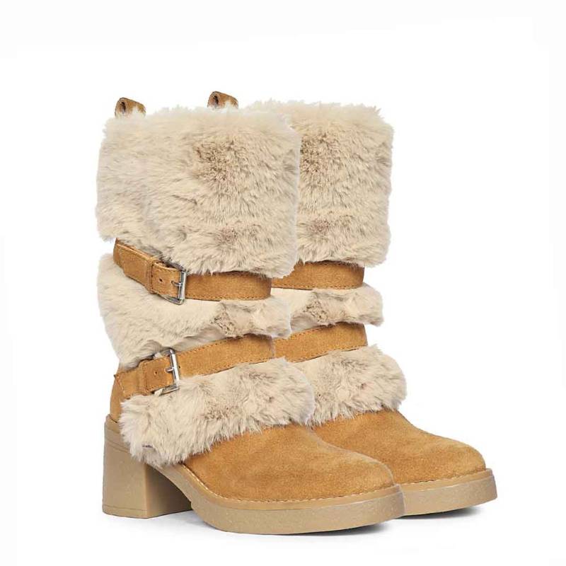 Saint G Womens Tan Suede Leather Buckle Boots (EURO 36)