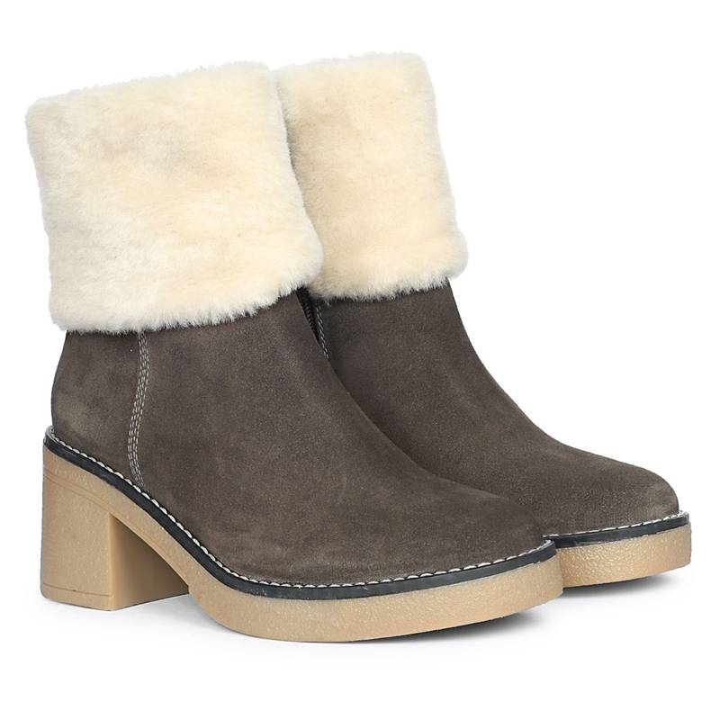 Saint G Womens Grey Leather Ankle Boots (EURO 38)