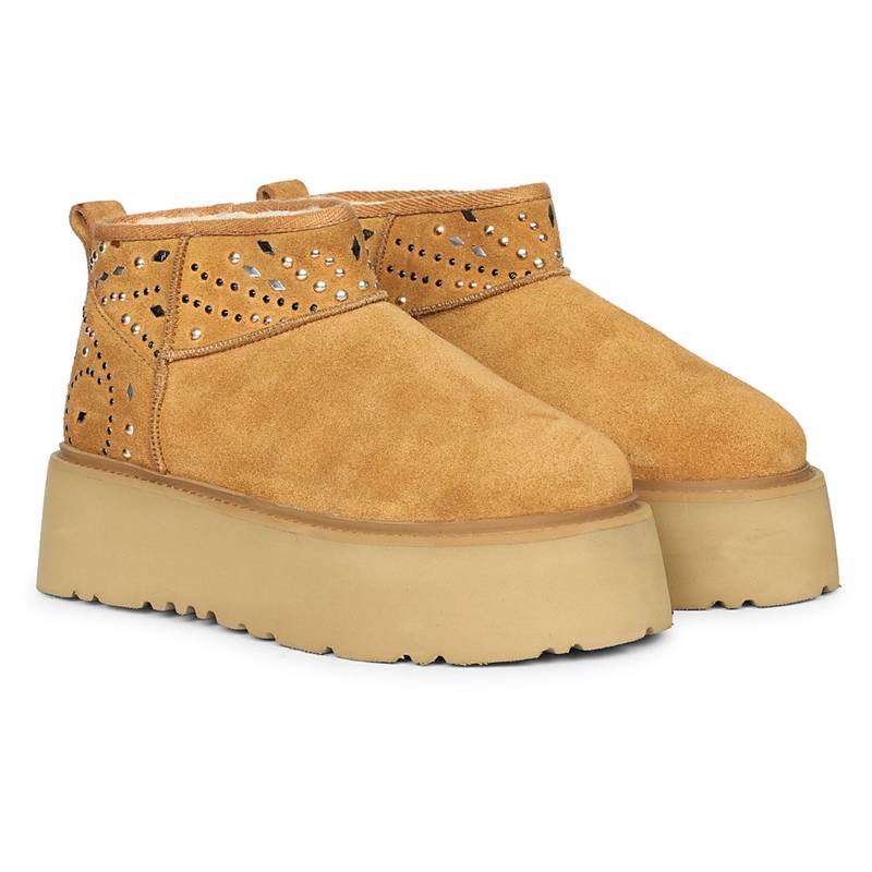 Saint G Womens Tan Suede Leather Boots (EURO 36)