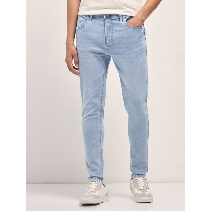 THE BEAR HOUSE Mens Light Blue Skinny Fit Cotton Jeans (36)