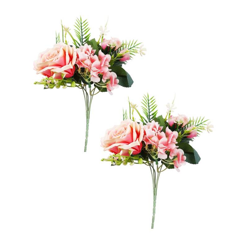 Buy Tayhaa Red & Green 2 Pieces Rose Artificial Flower Online
