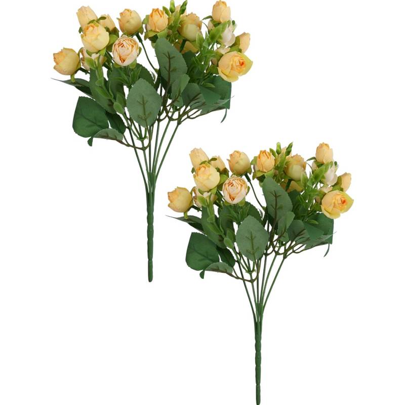 Buy Tayhaa Yellow and Green 2 Pieces Rose Buds Artificial Flowers With ...