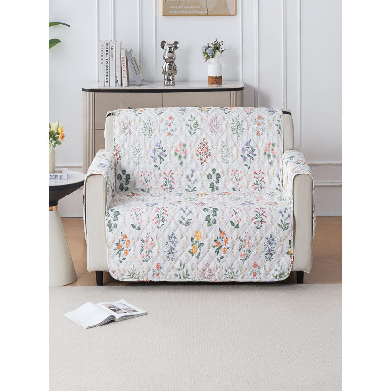 House of Quirk Anti-Slip Sofa Cover with Pocket Couch Protector - Baghe Bahar (Double Seater)