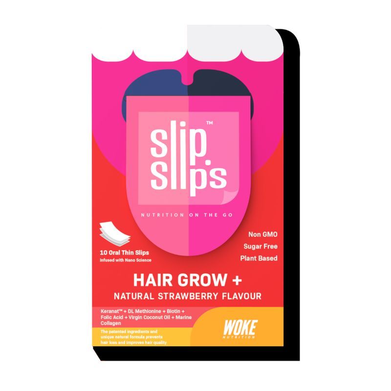 Woke Nutrition Hair Grow+ Oral Strips - Natural Stawberry