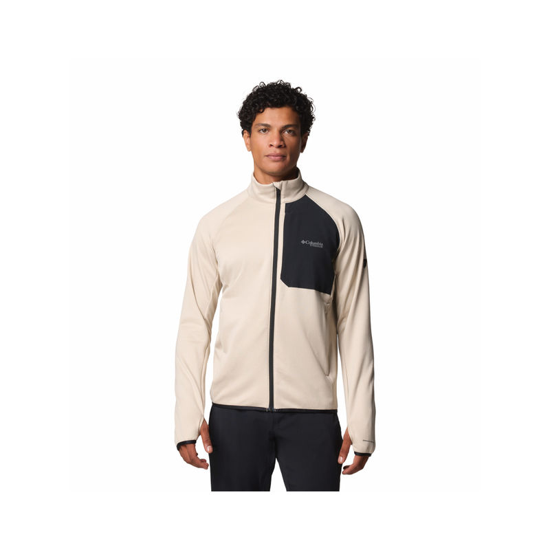 Columbia Men Beige Omni-Wick Triple Canyon Grid Fleece Full Zip Ii Jacket (L)