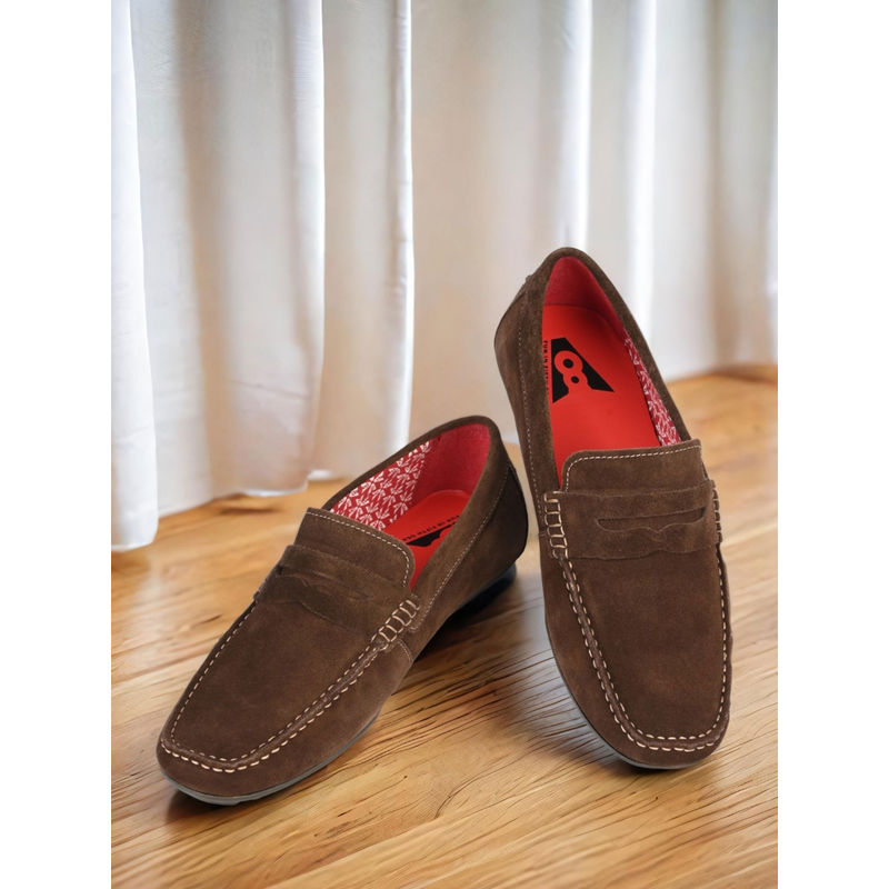 V8 by Ruosh The Seti Dark Brown Suede Men Casual Loafers (EURO 42)