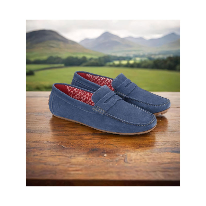 V8 by Ruosh The Seti Blue Suede Men Casual Loafers (EURO 40)