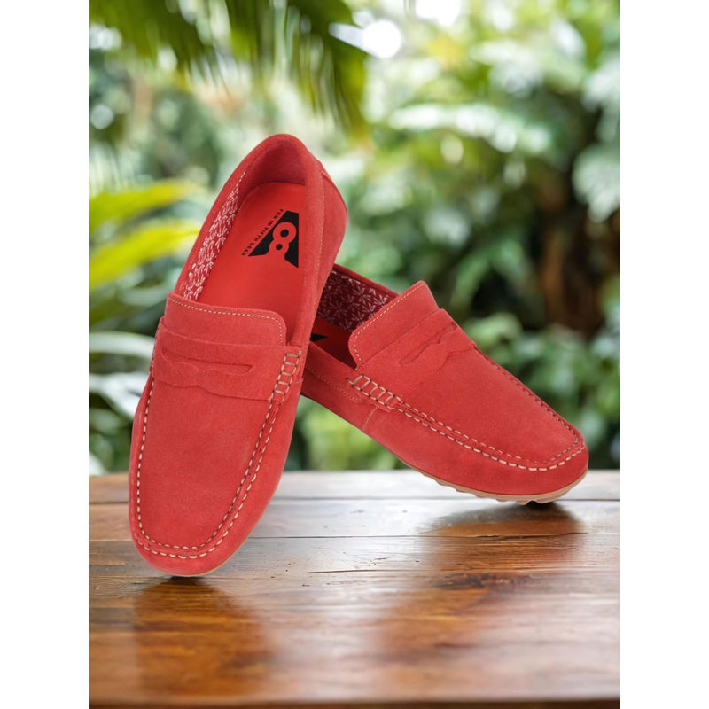 V8 by Ruosh The Seti Red Suede Men Casual Loafers (EURO 40)