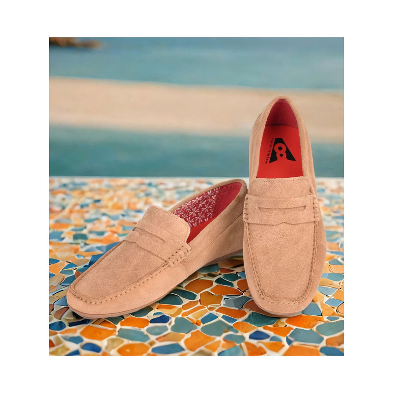 V8 by Ruosh The Seti Beige Suede Men Casual Loafers (EURO 42)