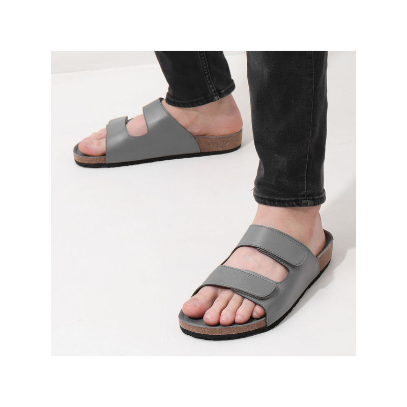 NoStrain Parallel Cork Grey Sandals for Men (UK 10)