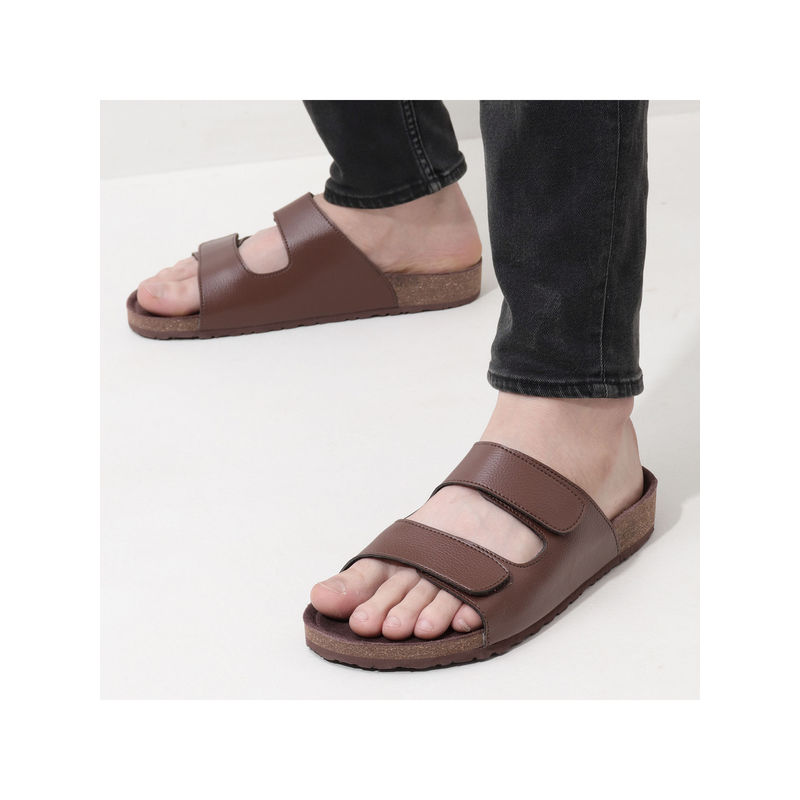 NoStrain Parallel Cork Brown Sandals for Men (UK 8)