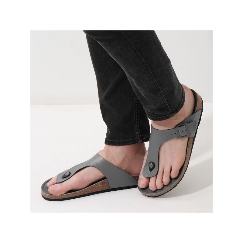 NoStrain Men Thong Cork Sandals - Cloudy Grey (UK 6)
