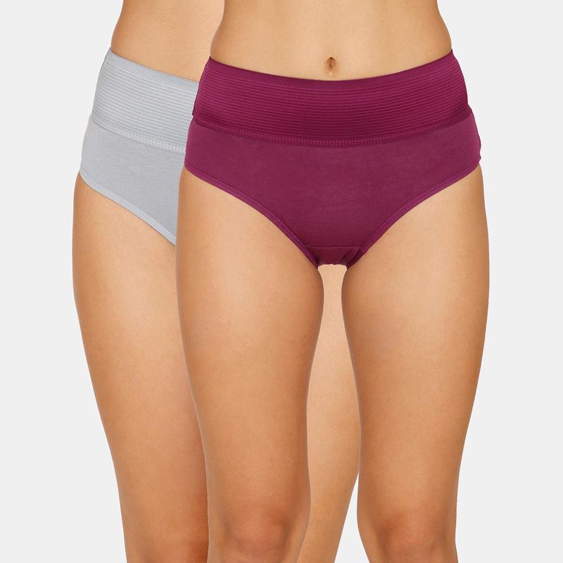 Buy Zivame High Rise Full Coverage Tummy Tucker Hipster Panty (Pack of 2) -  Assorted online