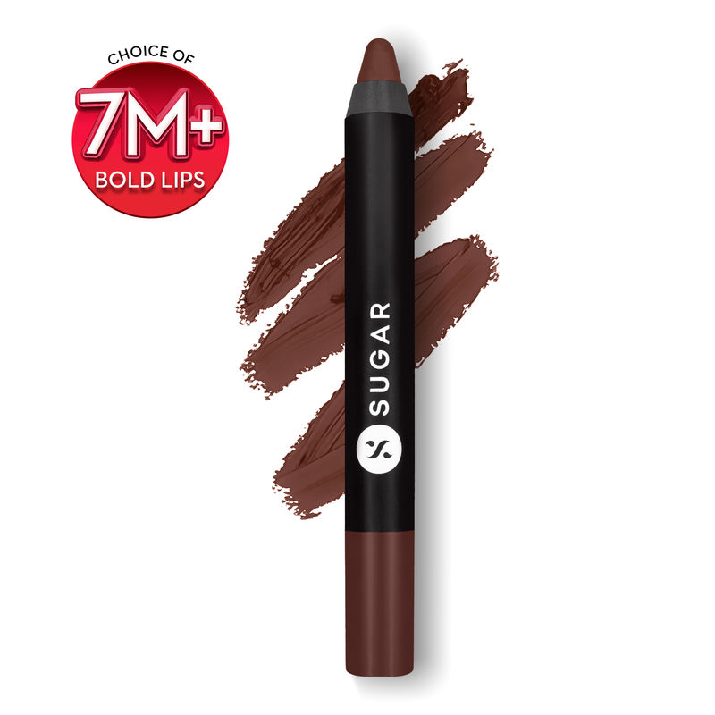 SUGAR Matte As Hell Crayon Lipstick With Free Sharpener - 26 Vianne Rocher (Deep Chocolate Brown)