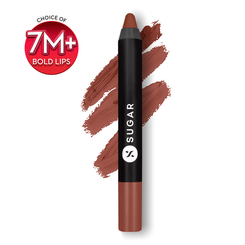 SUGAR Matte As Hell Crayon Lipstick With Free Sharpener - 19 Emma Woodhouse (Earthy Brown)