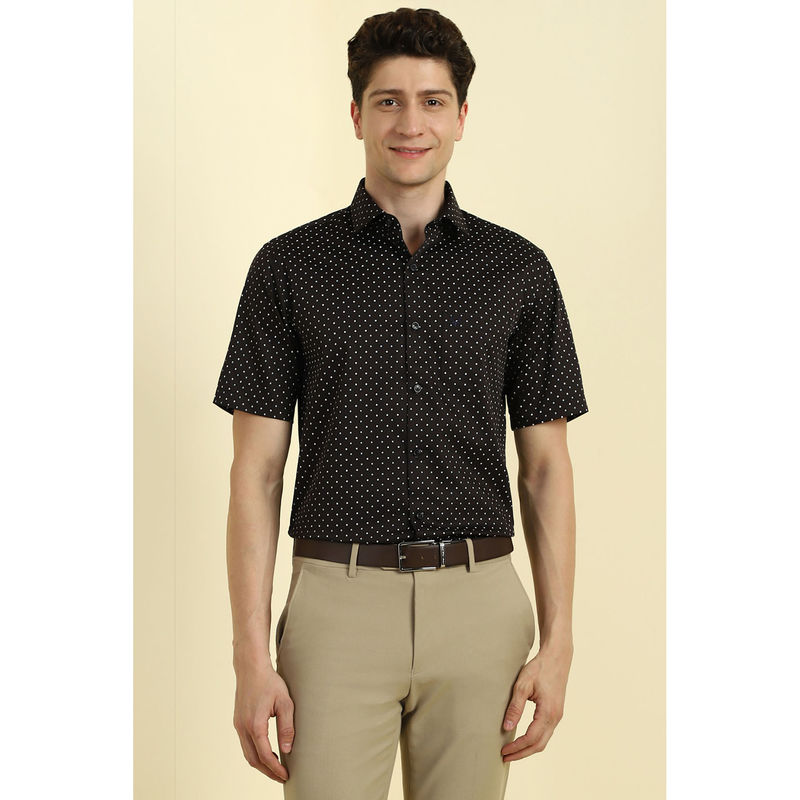 Allen Solly Men Black Slim Fit Half Sleeves Formal Shirt (38)