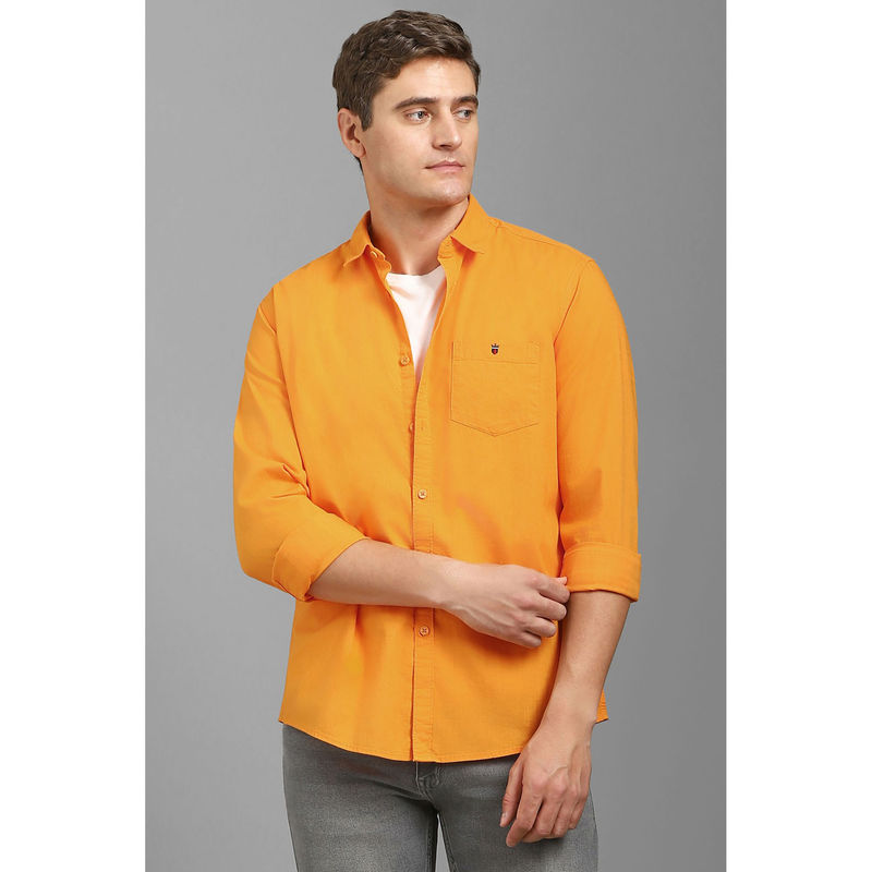 Louis Philippe Men Orange Slim Fit Solid Full Sleeves Casual Shirt (39)