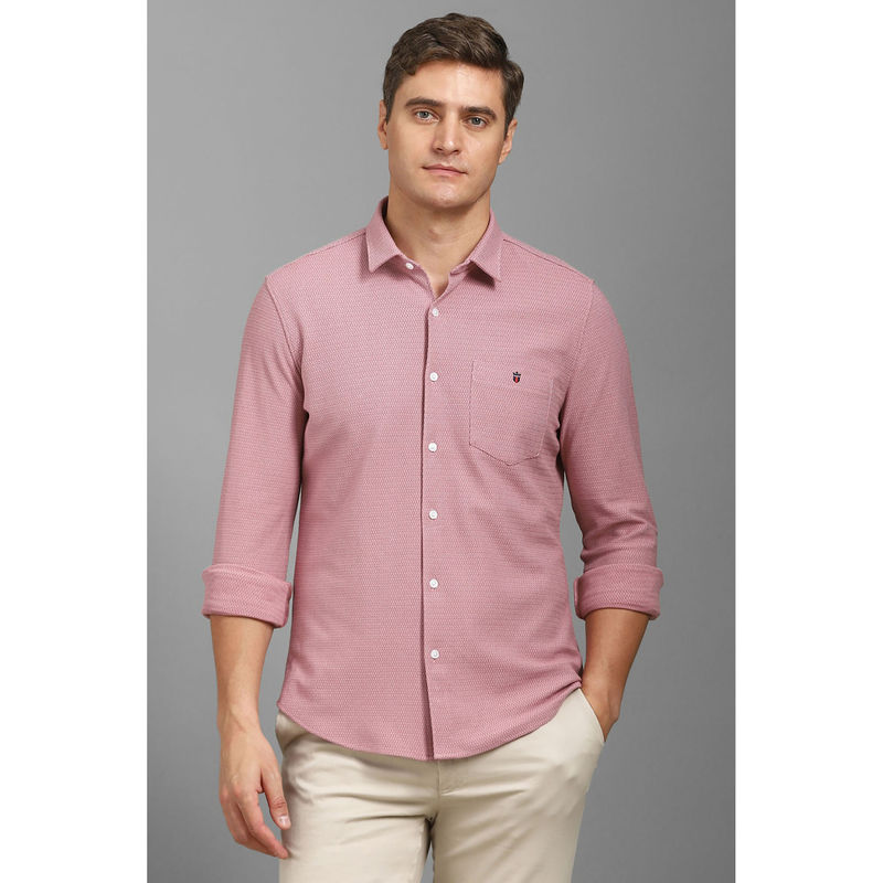 Louis Philippe Men Pink Regular Fit Print Full Sleeves Casual Shirt (40)