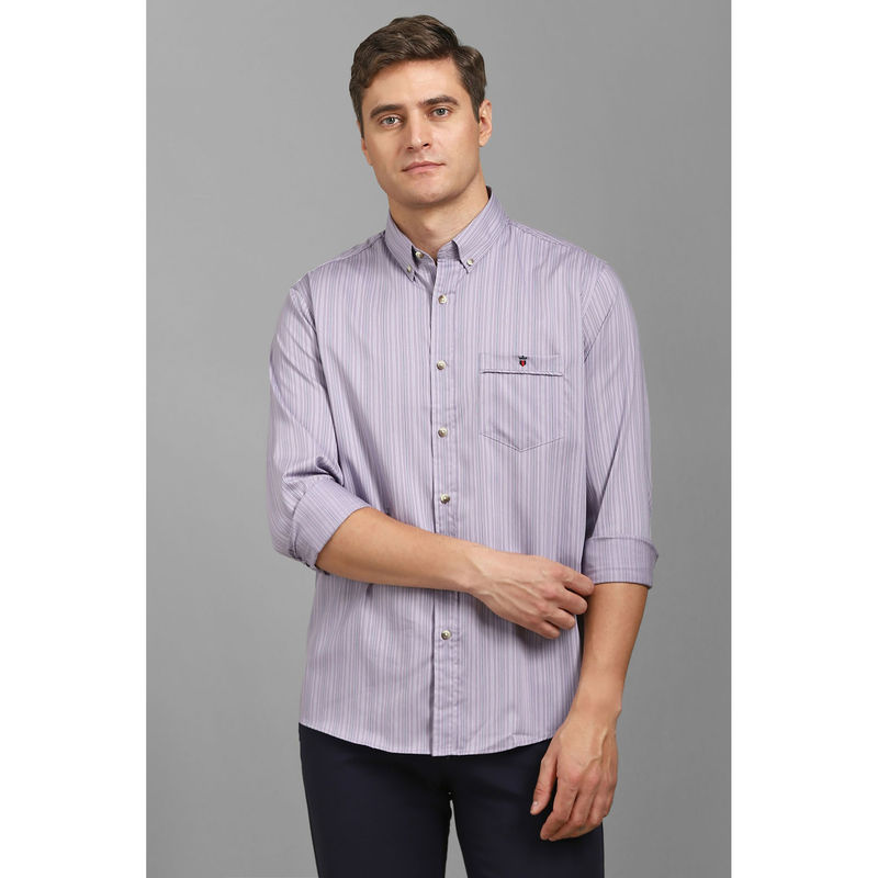 Louis Philippe Men Lavender Slim Fit Stripes Full Sleeves Casual Shirt (44)