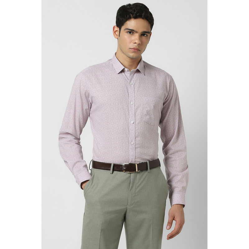 Van Heusen Men Lavender Slim Fit Print Full Sleeves Formal Shirt (38)