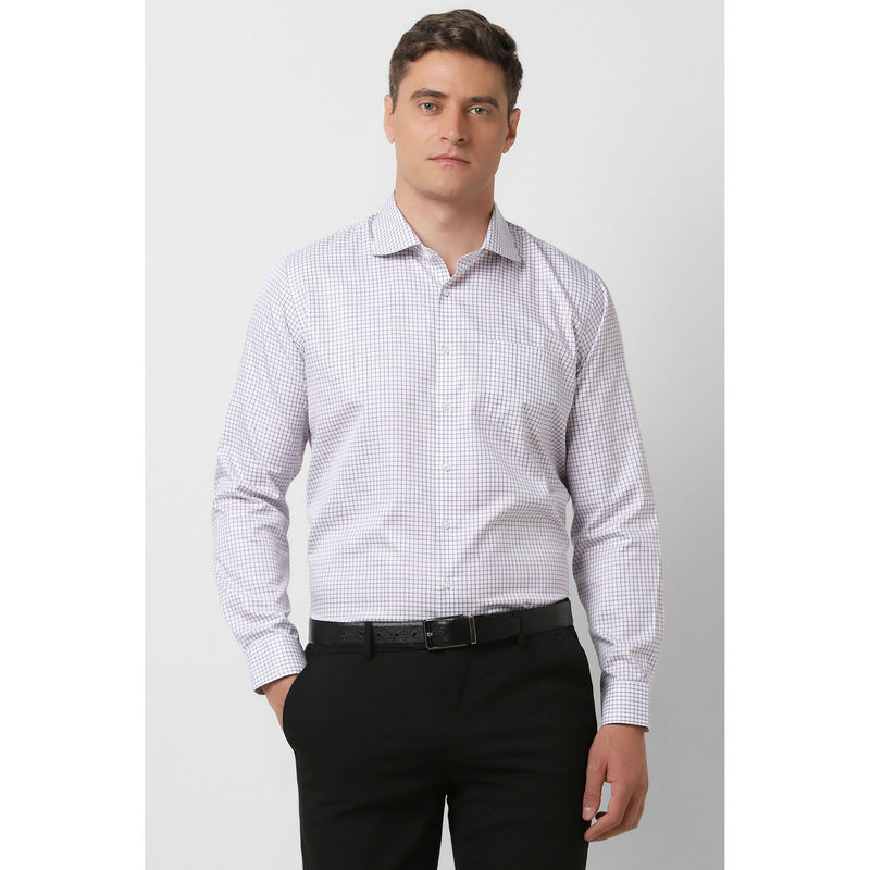 Van Heusen Men White Slim Fit Check Full Sleeves Formal Shirt (38)