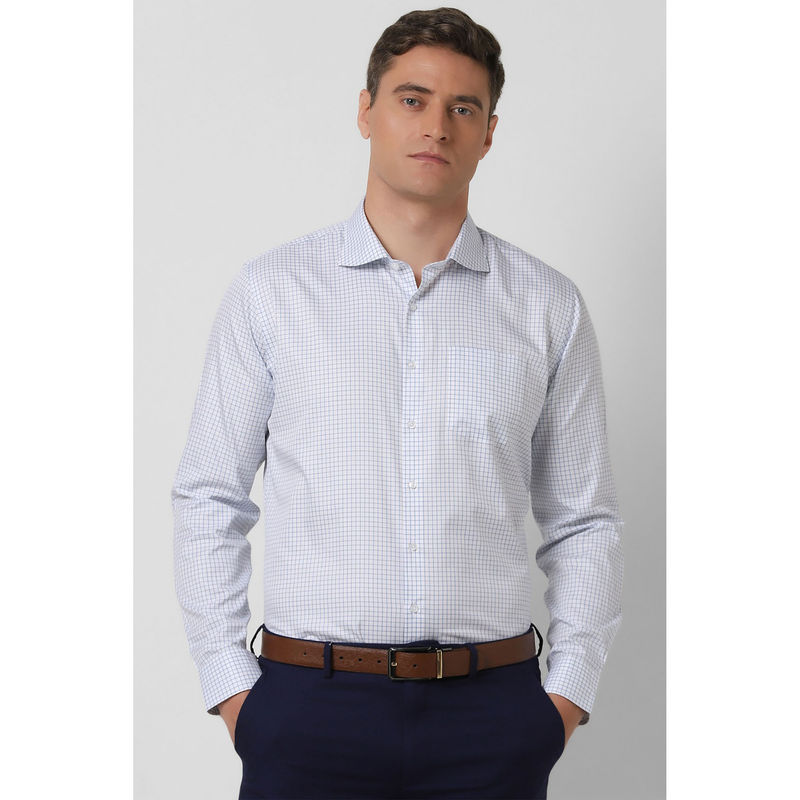 Van Heusen Men White Slim Fit Check Full Sleeves Formal Shirt (39)