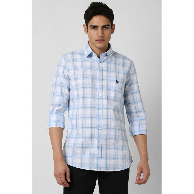 Van Heusen Men White Slim Fit Check Full Sleeves Casual Shirt (44)