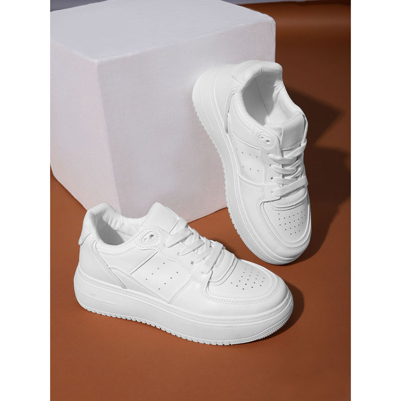 Truffle Collection White Solid Sneakers (UK 6)