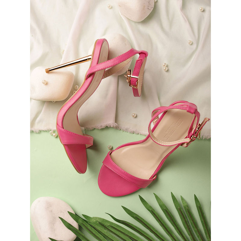 Truffle Collection Pink Solid Heels (UK 4)