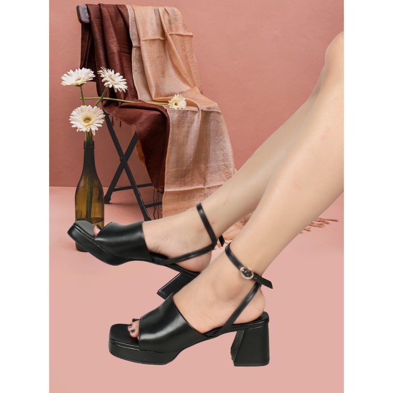 ELLE Black Women Solid Plain Heels (EURO 38)