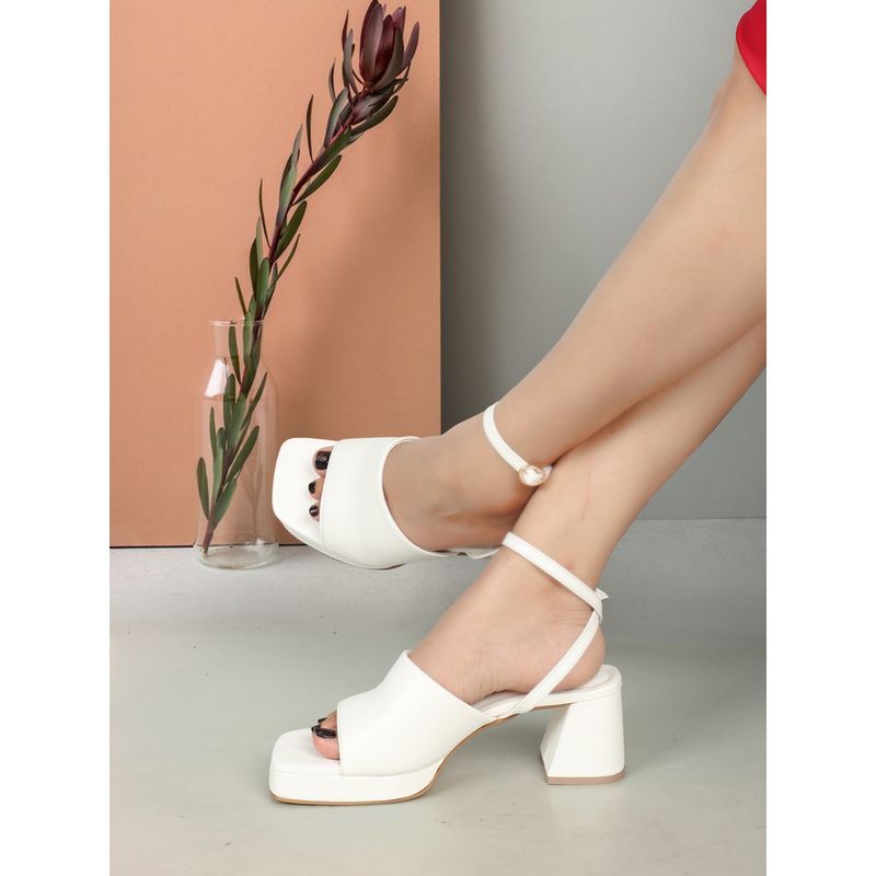 ELLE White Women Solid Plain Heels (EURO 37)