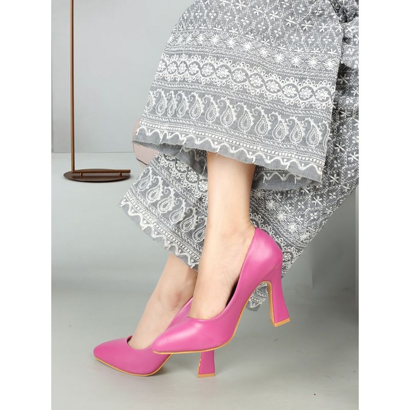 ELLE Pink Women Solid Plain Heels (EURO 39)