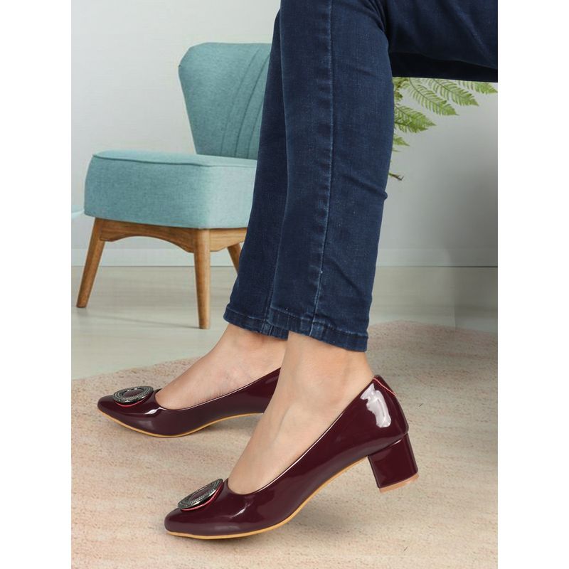 ELLE Wine Women Solid Plain Heels (EURO 36)