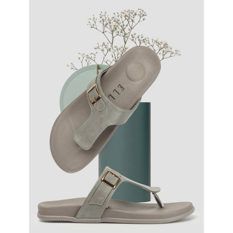 ELLE Grey Women Solid Plain Flats (EURO 38)