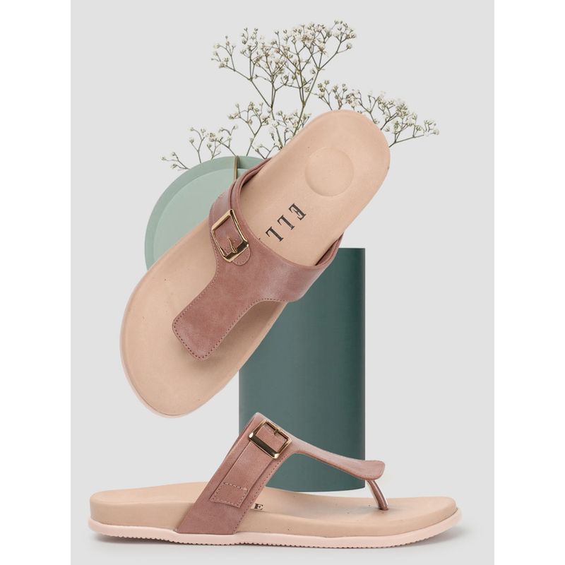 ELLE Peach Women Solid Plain Flats (EURO 37)