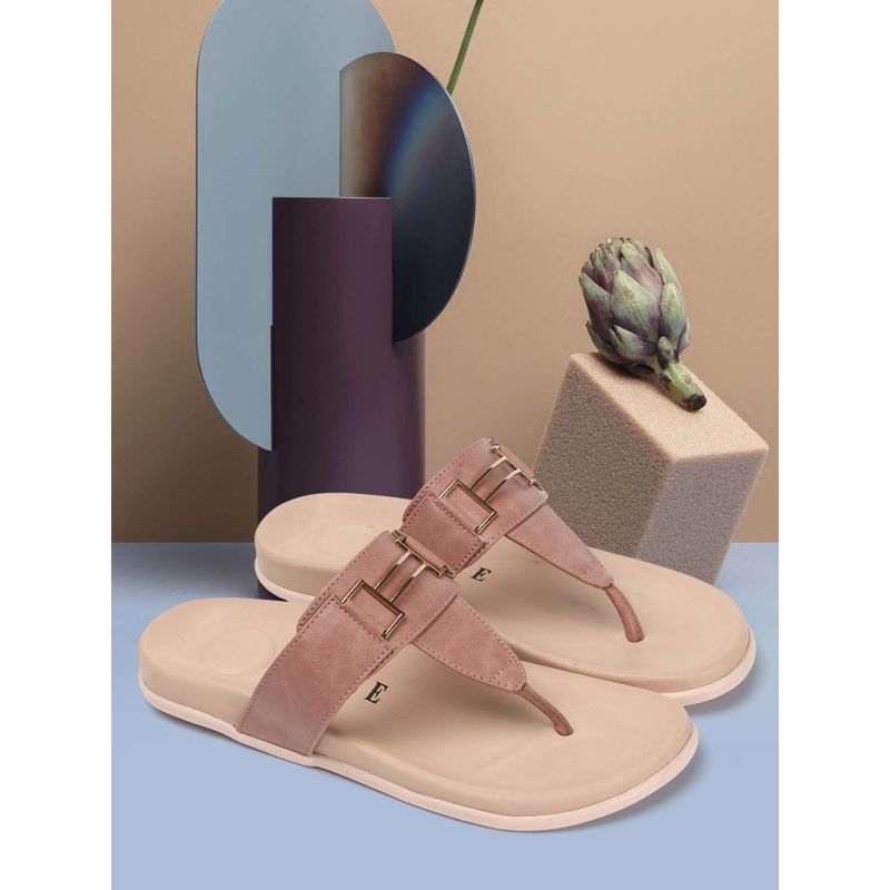 ELLE Peach Women Solid Plain Flats (EURO 39)