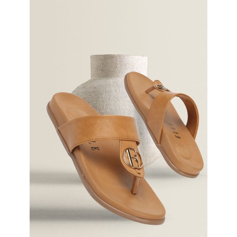 ELLE Tan Women Solid Plain Flats (EURO 37)