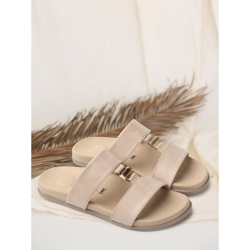 ELLE Beige Women Solid Plain Flats (EURO 39)