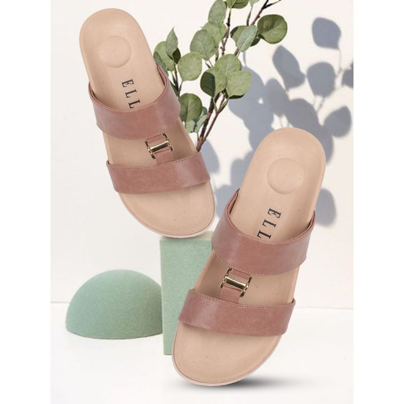 ELLE Peach Women Solid Plain Flats (EURO 38)