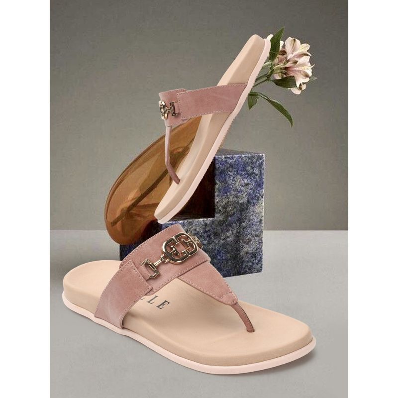 ELLE Peach Women Solid Plain Flats (EURO 38)