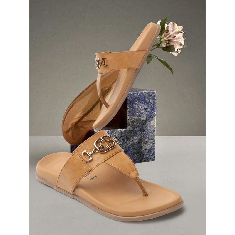 ELLE Tan Women Solid Plain Flats (EURO 39)