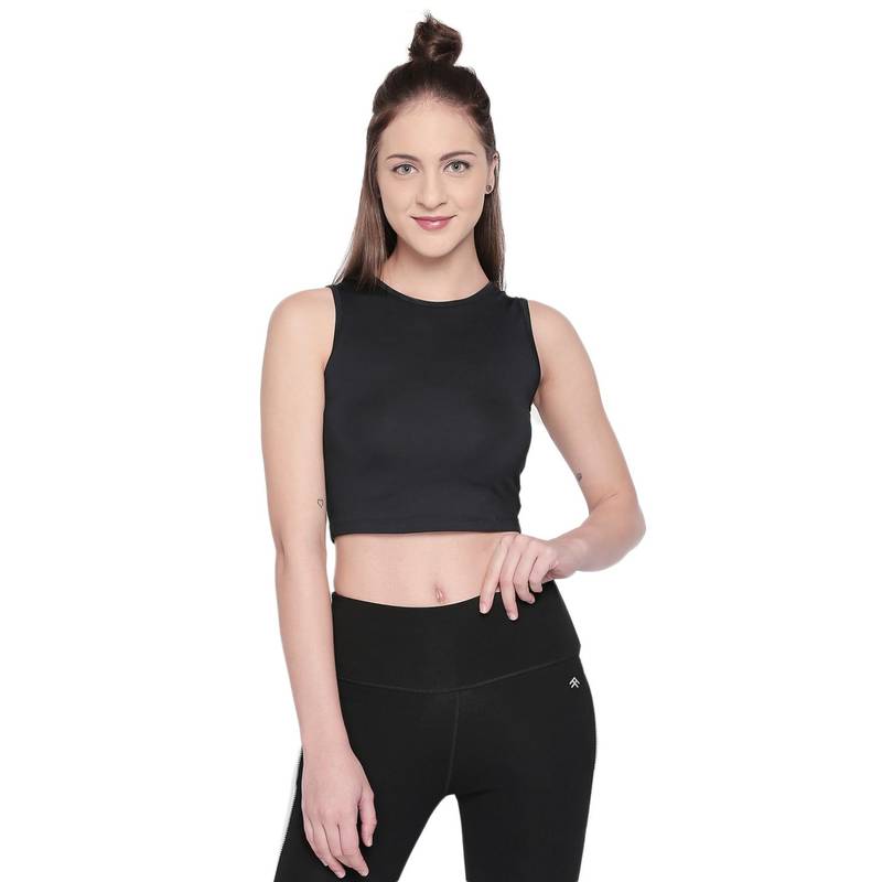 Tuna London Active Wear Crop Top in Black Color For Women (L)