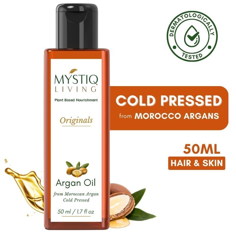 Mystiq Living Moroccon Argan Oil 100% Pure Cold Pressed for Frizz Control of Hair, Beard & Face Care