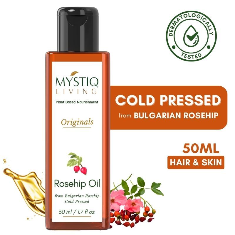 Mystiq Living Rosehip Seed Oil 100% Pure Cold Pressed For Cleansing Facial Oil for Gua Sha Massage
