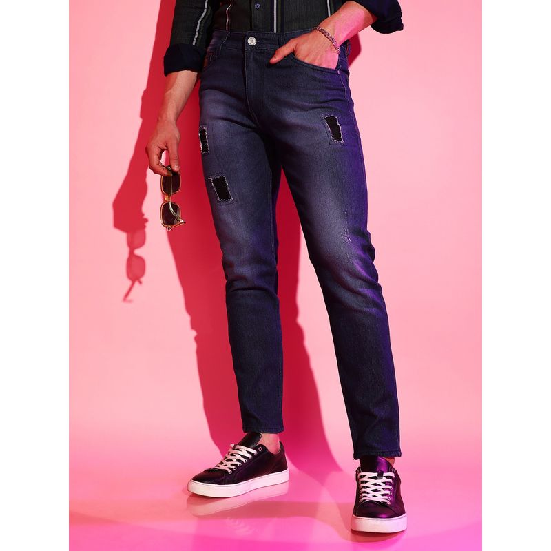 Campus Sutra Men Classic Navy Blue Dark-Washed Regular Fit Denim Jeans (34)