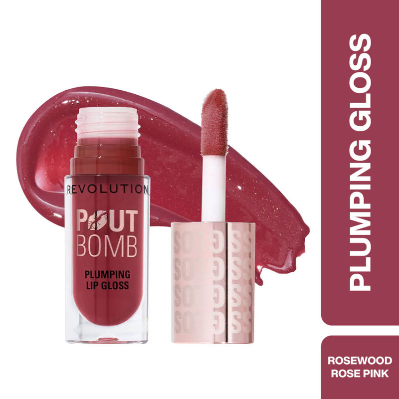 Makeup Revolution Pout Bomb Plumping Gloss Rosewood Rose Pink