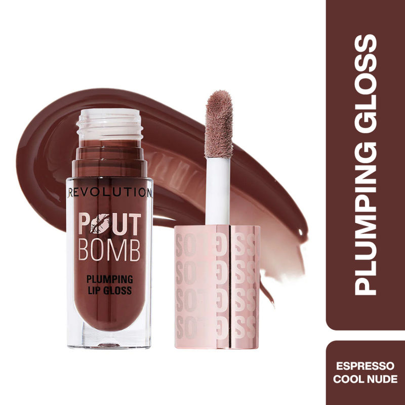 Makeup Revolution Pout Bomb Plumping Gloss Espresso Cool Nude