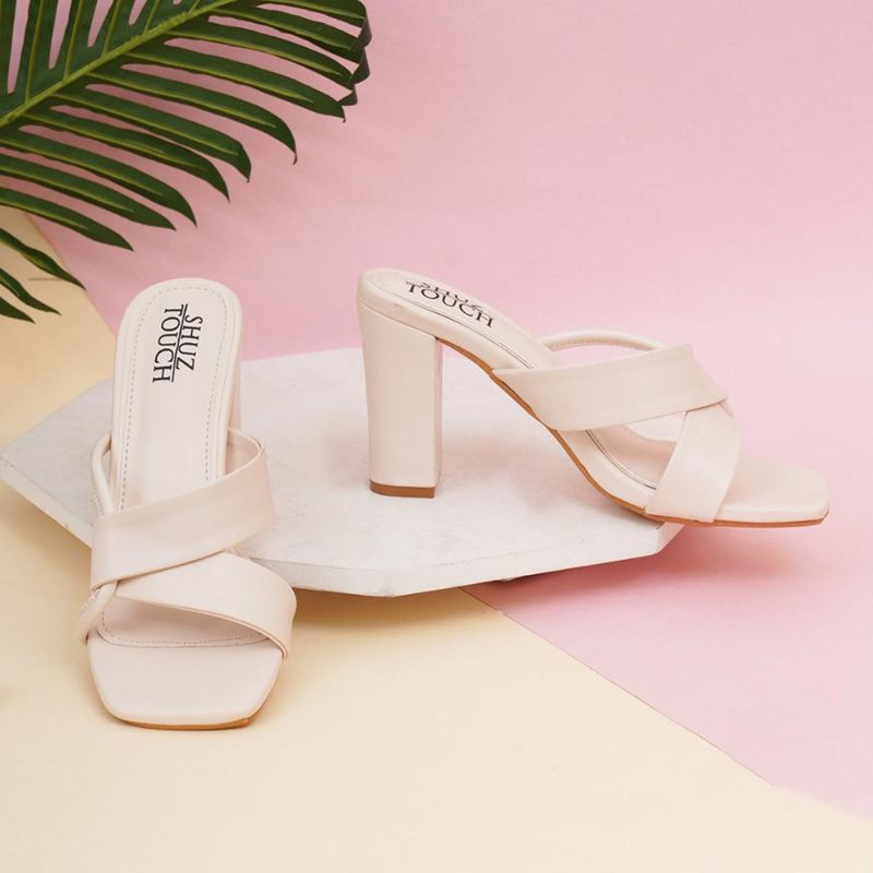 SHUZ TOUCH Solid Beige Block Heels (EURO 36)