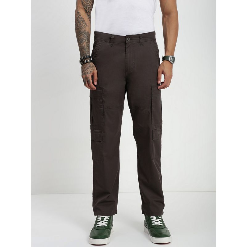 necked Men Brown Relaxed Fit Cargo (30)